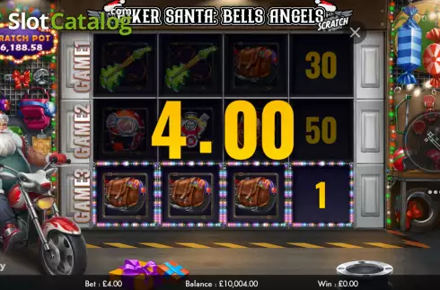 Win screen. Biker Santa: Bells Angels Scratch slot