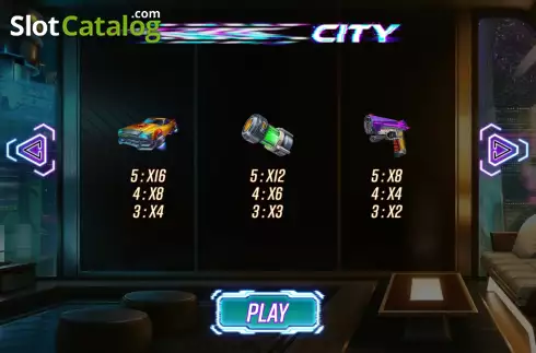 PayTable screen 2. Cyborg City slot