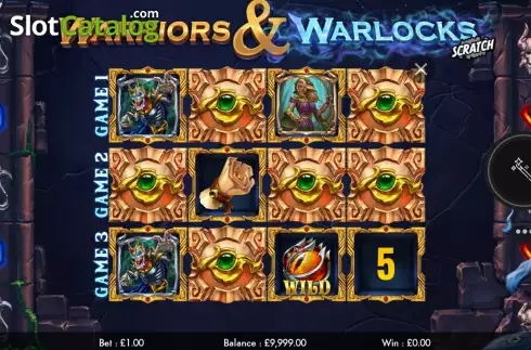 Bildschirm2. Warriors and Warlocks Scratch slot