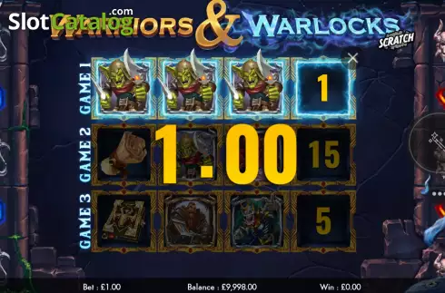 Win screen. Warriors and Warlocks Scratch slot