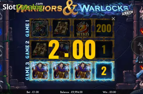 Win screen 2. Warriors and Warlocks Scratch slot