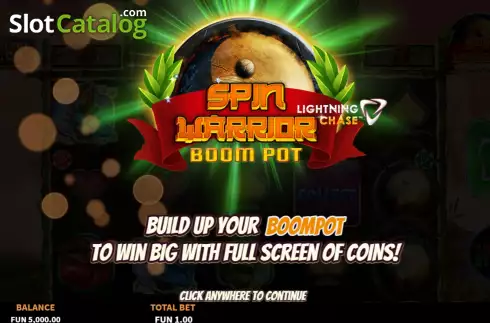 Start Screen. Spin Warrior Boom Pot slot
