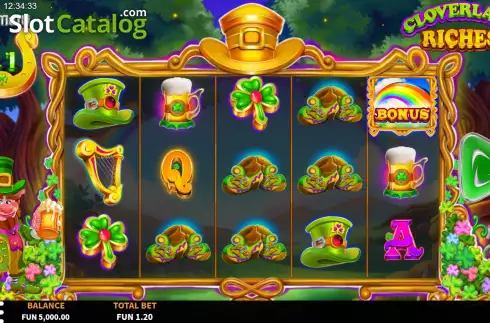 Game Screen. Cloverland Riches slot
