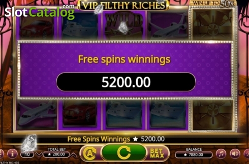 Free Spins Win. VIP Filthy Riches slot