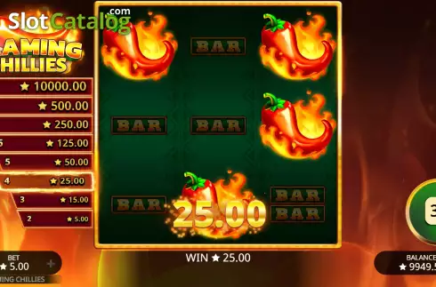 Bildschirm5. Flaming Chillies slot