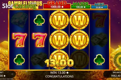 Win Screen 2. Gamblelicious Hold and Win slot