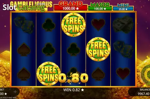 Free Spins Win Screen. Gamblelicious Hold and Win slot