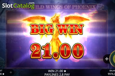 Big Win Screen. The Wild Wings of Phoenix slot