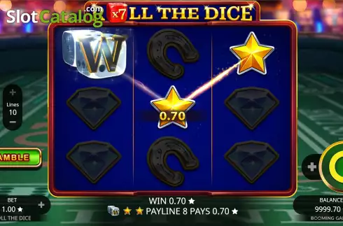 Win Screen. Roll the Dice (Booming Games) slot