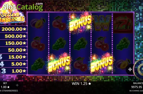 Bonus Game Win Screen. Golden Strawberries slot