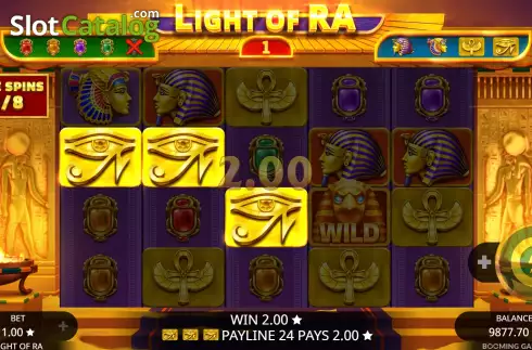 Free Spin Gameplay Screen. Light of Ra slot