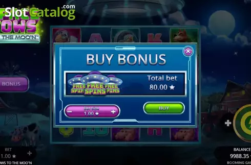 Buy Feature Screen. Space Cows to the Moo'n slot