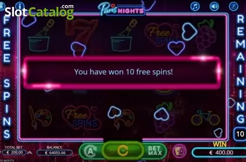 Won free spin. Paris Nights slot