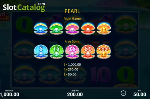 Pearl bonus screen. Pearl Diver slot