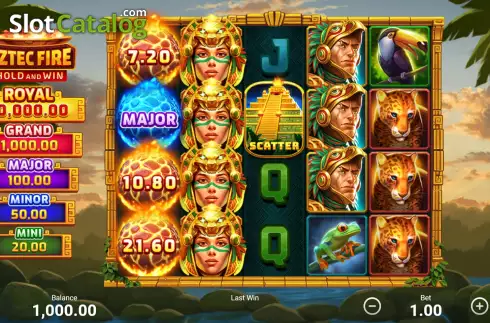 Game Screen. Aztec Fire: Hold and Win slot