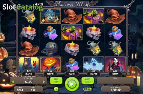 Game Workflow screen. Halloween Witch slot