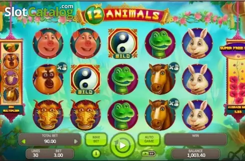 Game Workflow screen. 12 Animals (Booongo) slot
