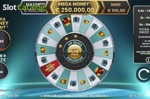 Schermo2. Mega Money Wheel VIP Silver slot