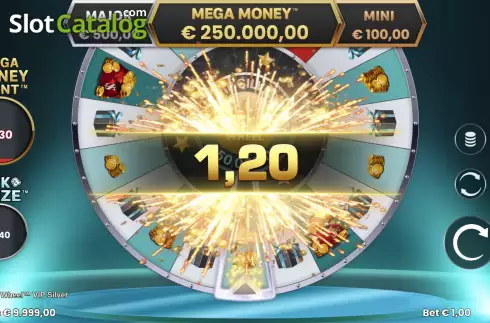Win screen. Mega Money Wheel VIP Silver slot