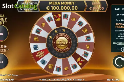 Game screen. Mega Money Wheel VIP Bronze slot