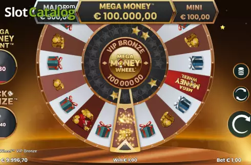 Win screen. Mega Money Wheel VIP Bronze slot