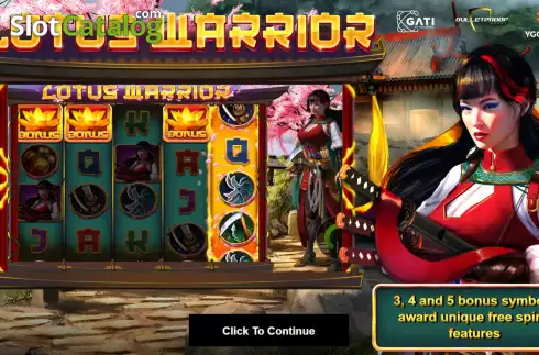 Start Screen. Lotus Warrior slot