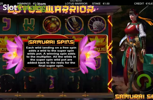 Samurai Free Spins Win Screen 2. Lotus Warrior slot