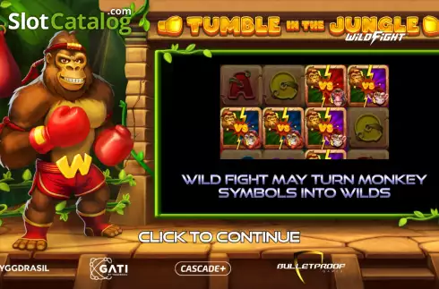 Start Screen. Tumble in the Jungle Wild Fight slot