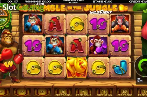 Game Screen. Tumble in the Jungle Wild Fight slot