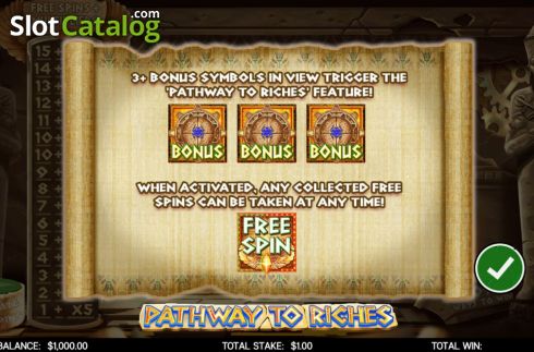 Start Screen. Pathway to Riches slot