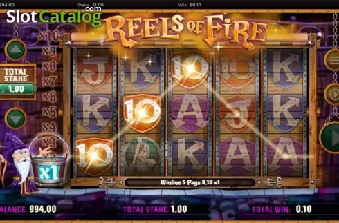 Win screen. Reels of Fire slot