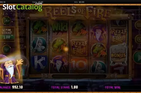 Additional wild merging screen. Reels of Fire slot