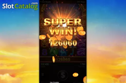Super Win screen. 5 God Beasts slot