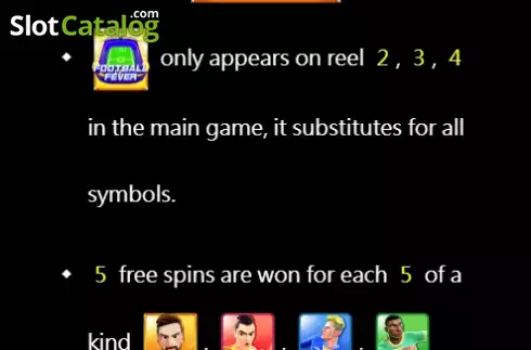 Paytable screen. Football Fever M slot