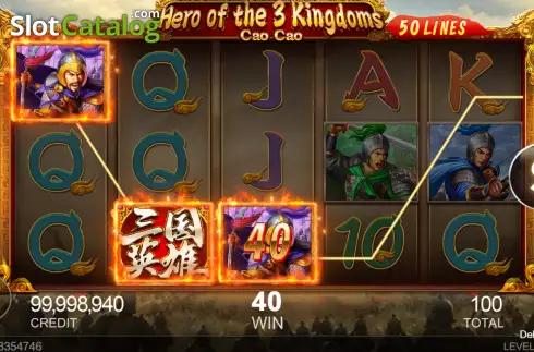 Win screen. Hero of the 3 Kingdoms Cao Cao slot