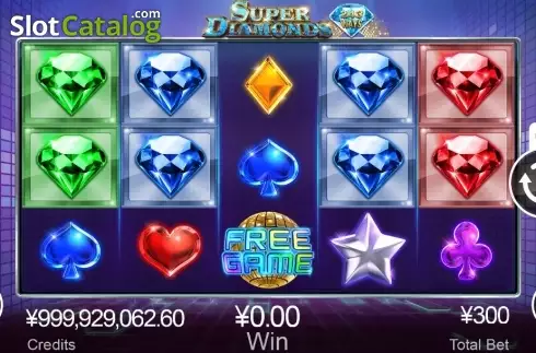 Reel Screen. Super Diamonds slot