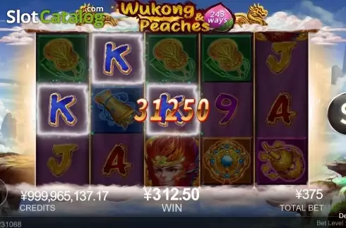 Win Screen. Wukong Peaches slot