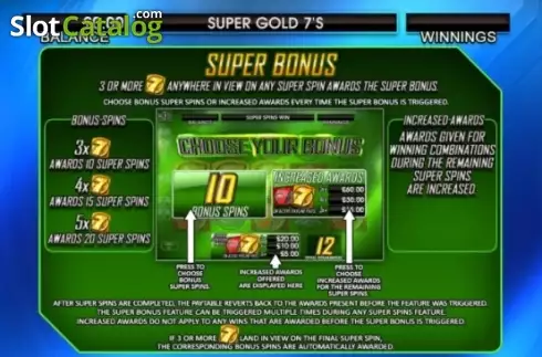 Paytable 4. Super Gold Sevens slot