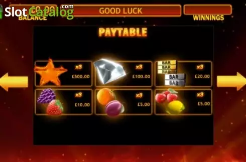 Paytable . Fire Star slot