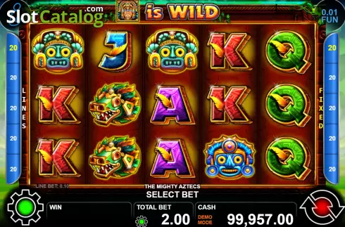 Game screen. The Mighty Aztecs slot