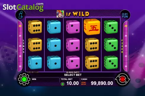 Game Screen. 20 Dice Party slot