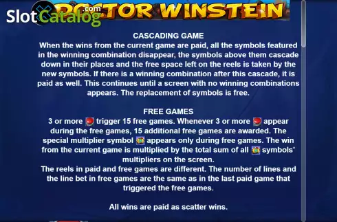 Features screen. Doctor Winstain slot
