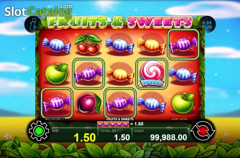 Win Screen. Fruits and Sweets slot