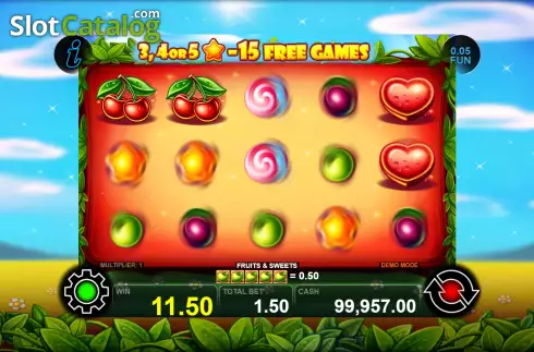 Free Spins Win Screen. Fruits and Sweets slot