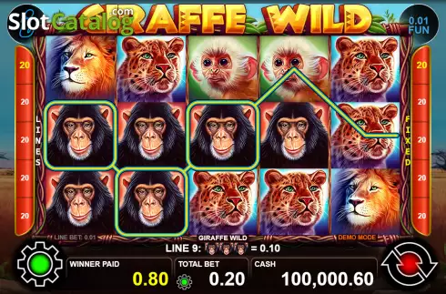 Win screen. Giraffe Wild slot