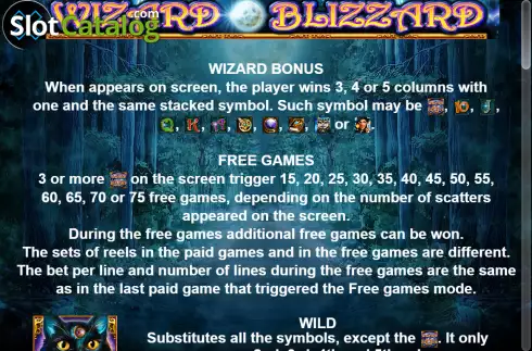 Free Game screen. Wizard Blizzard x5 slot