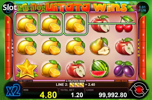 Win screen. 5 Fruitata Wins slot