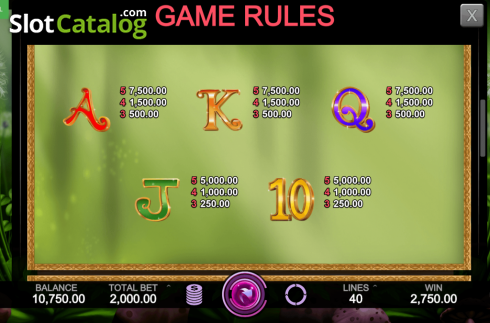 Paytable 2. Magic Forest (Caleta Gaming) slot