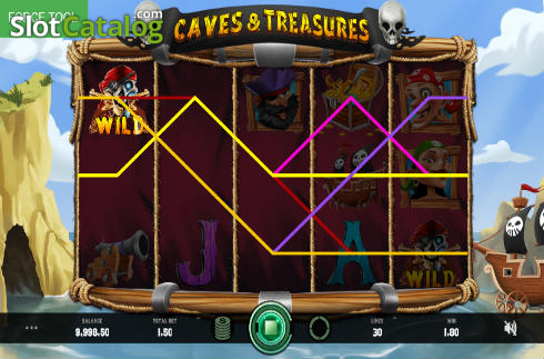 Win Screen. Caves and Treasures slot