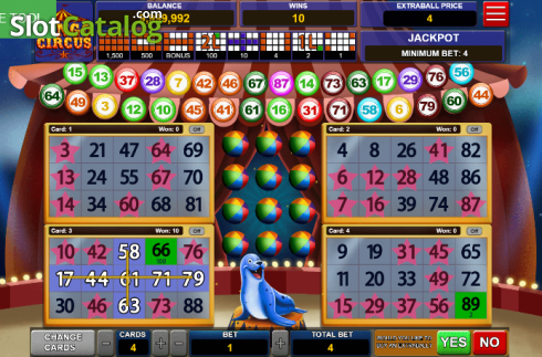 Pantalla3. Bingo Circus (Caleta Gaming) Tragamonedas 